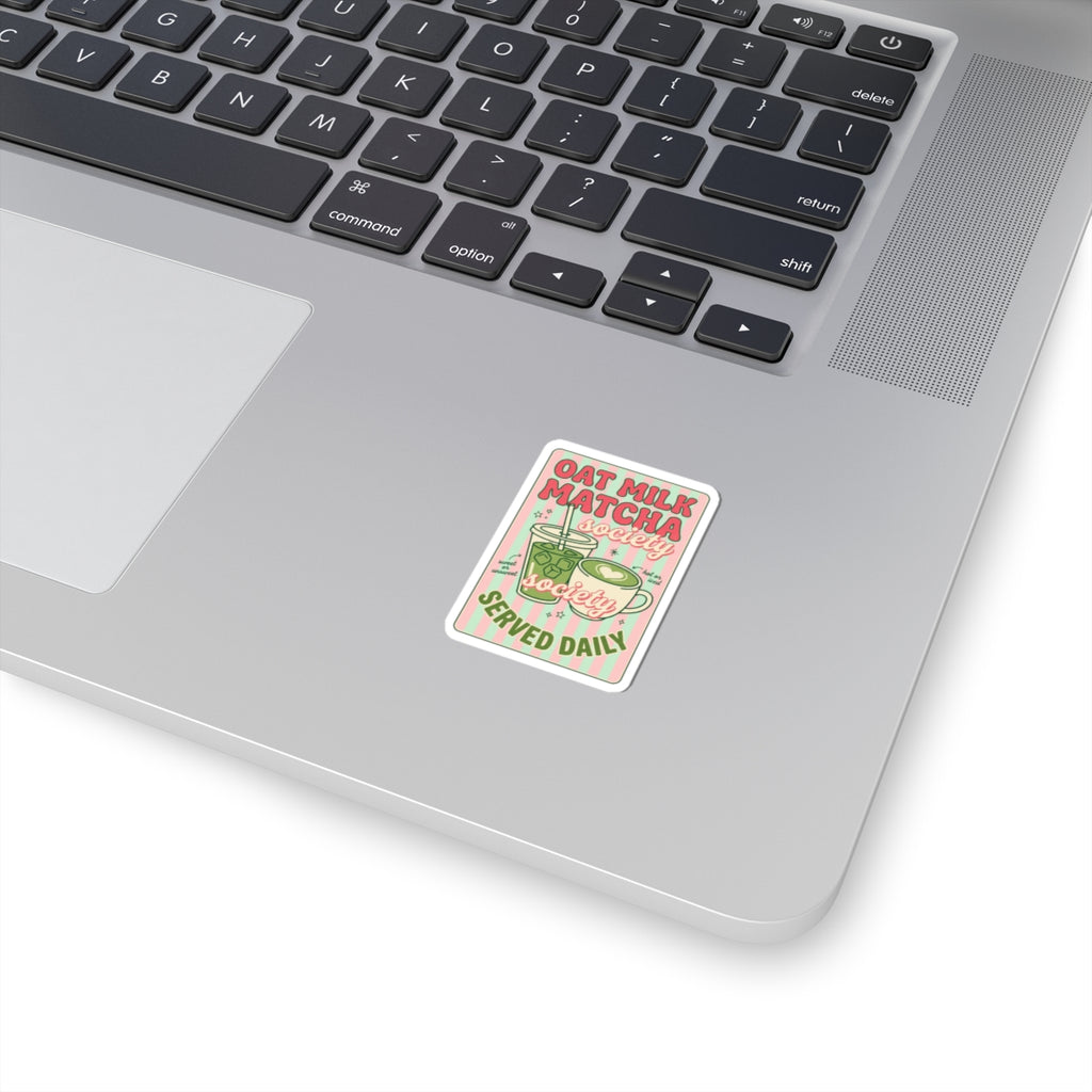 Oat Milk Matcha Society Sticker | Matcha Aesthetic, Cafe Cute Vinyl