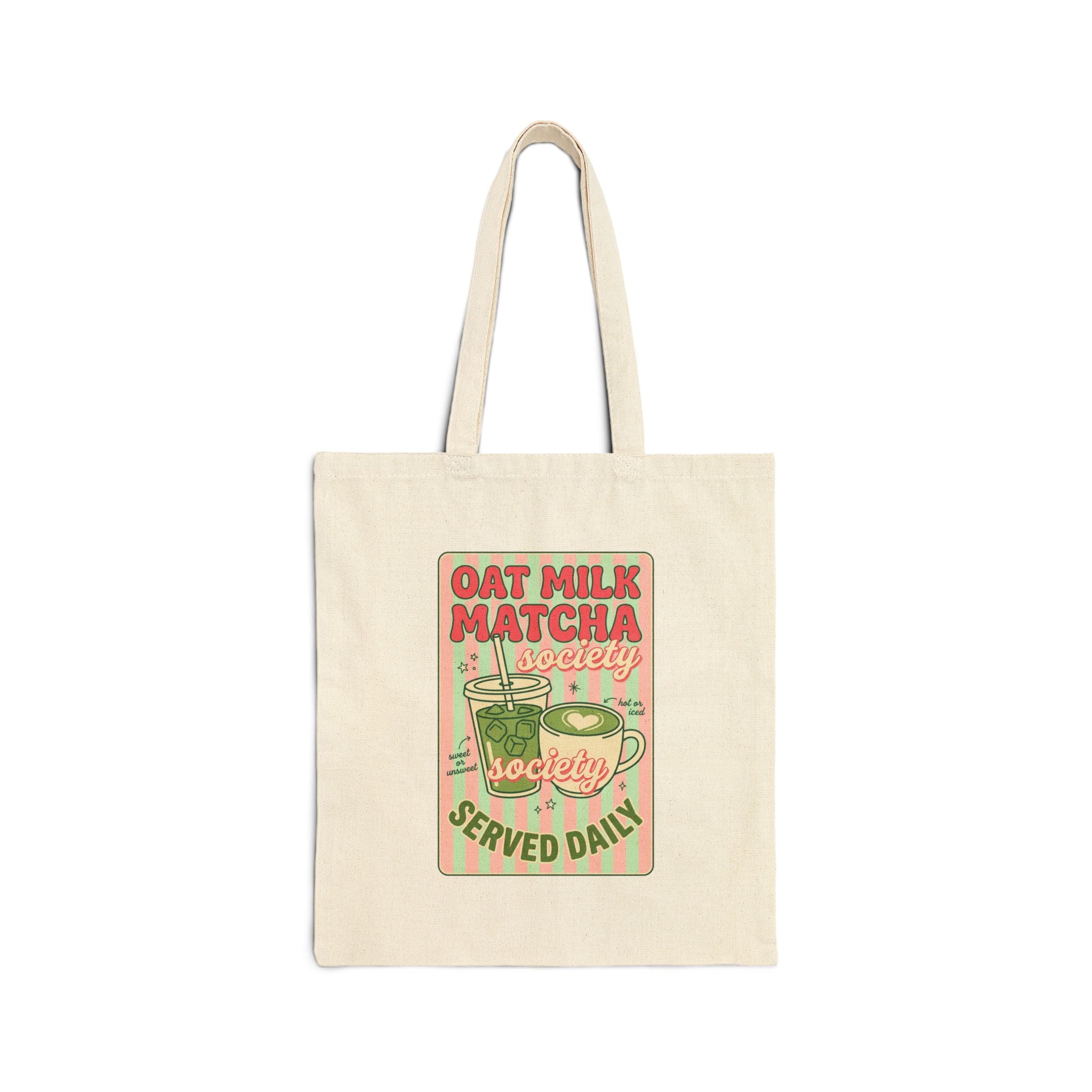 Oat Milk Matcha Society Tote | Matcha Aesthetic Canvas Bag