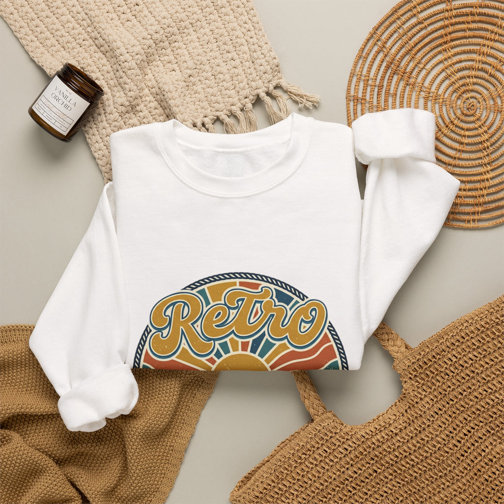 Retro 'Good Vibes' Crewneck Sweatshirt — Vintage Surf Van Graphic