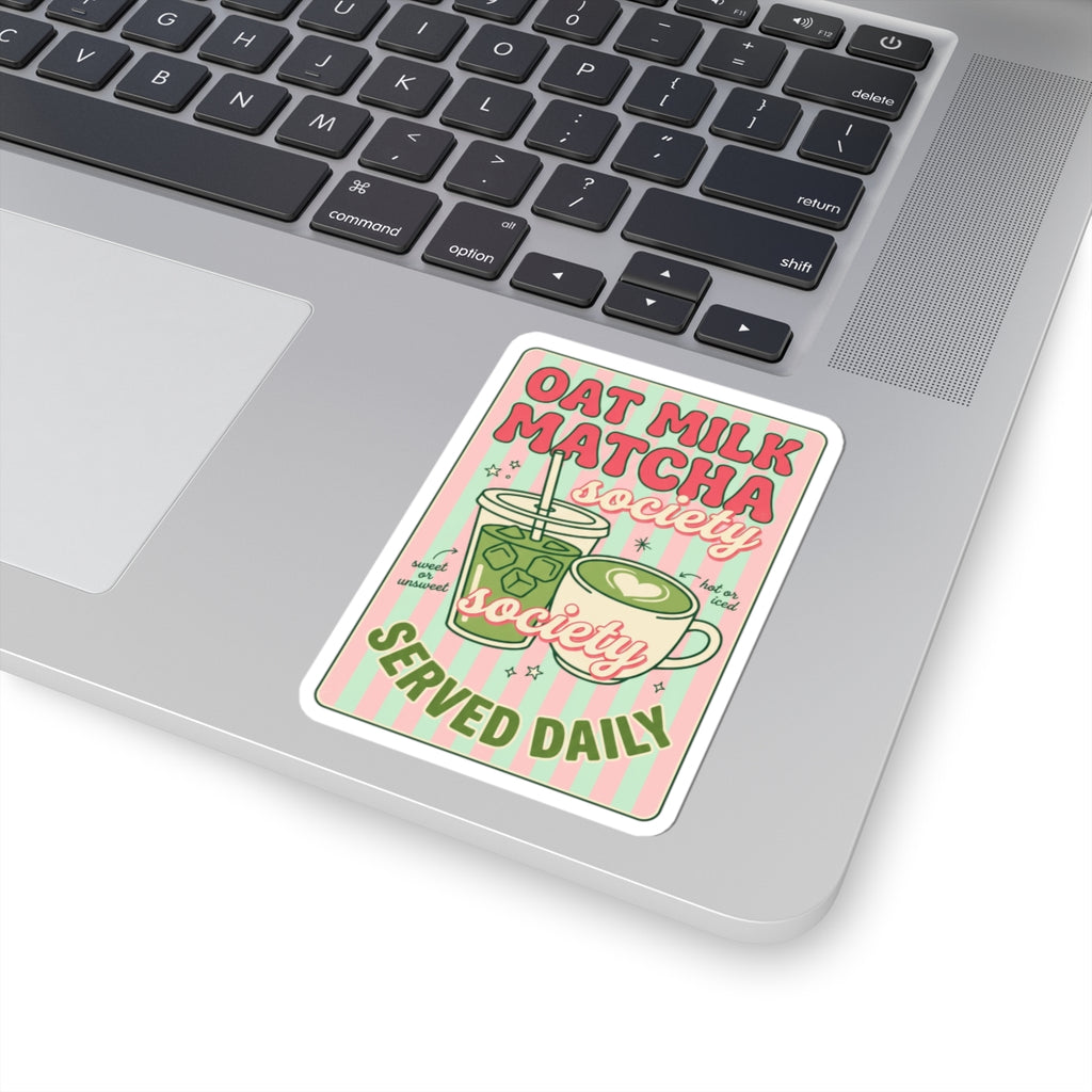 Oat Milk Matcha Society Sticker | Matcha Aesthetic, Cafe Cute Vinyl