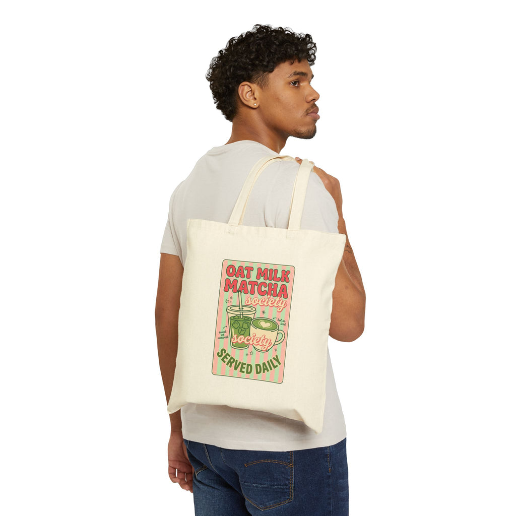 Oat Milk Matcha Society Tote | Matcha Aesthetic Canvas Bag