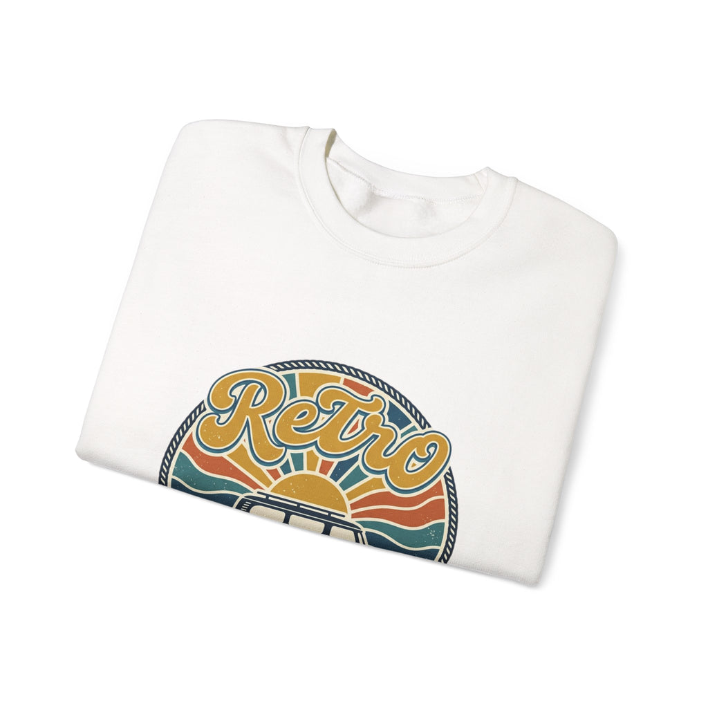 Retro 'Good Vibes' Crewneck Sweatshirt — Vintage Surf Van Graphic