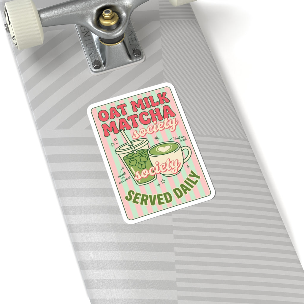 Oat Milk Matcha Society Sticker | Matcha Aesthetic, Cafe Cute Vinyl
