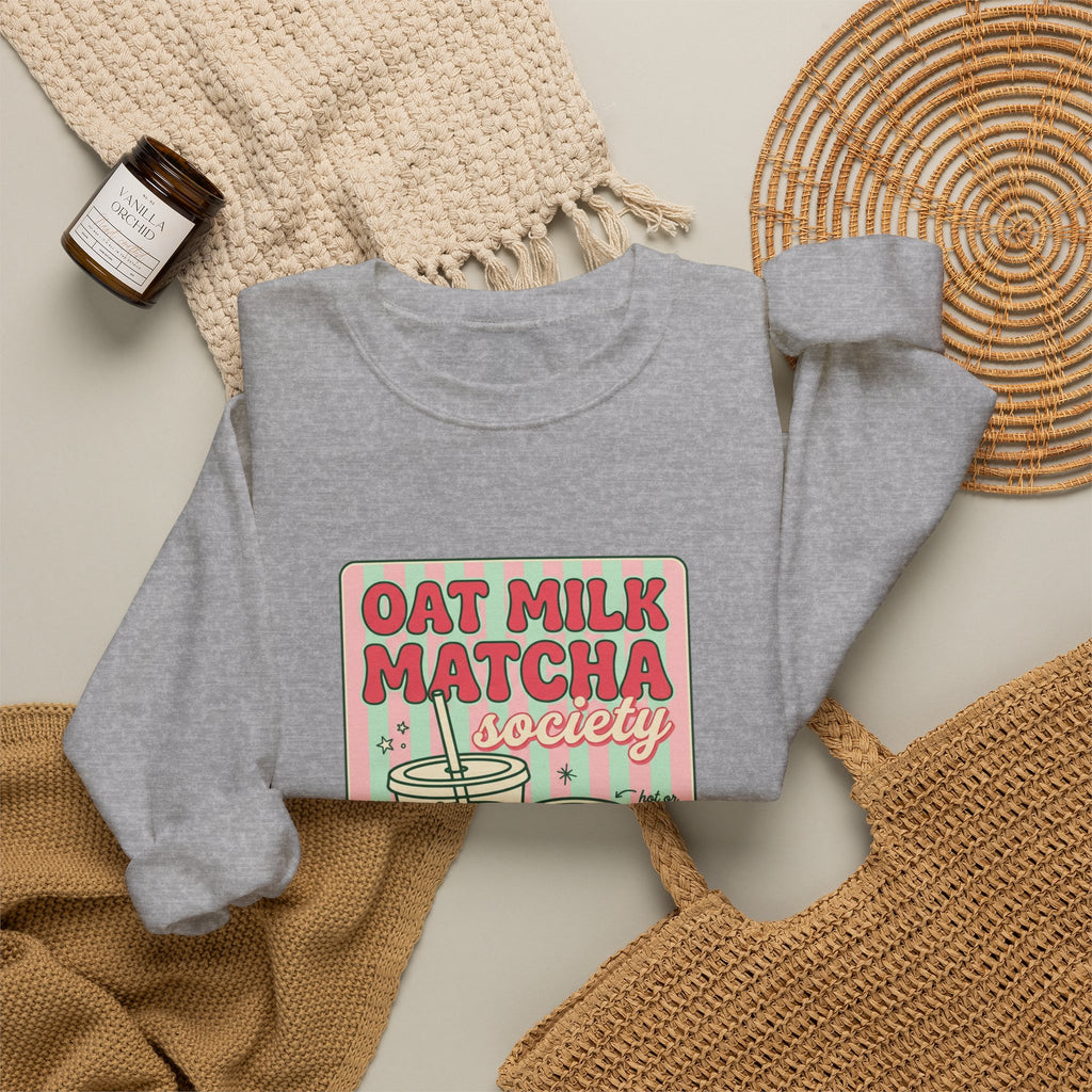 Oat Milk Matcha Society Sweatshirt | matcha aesthetic, cafe club
