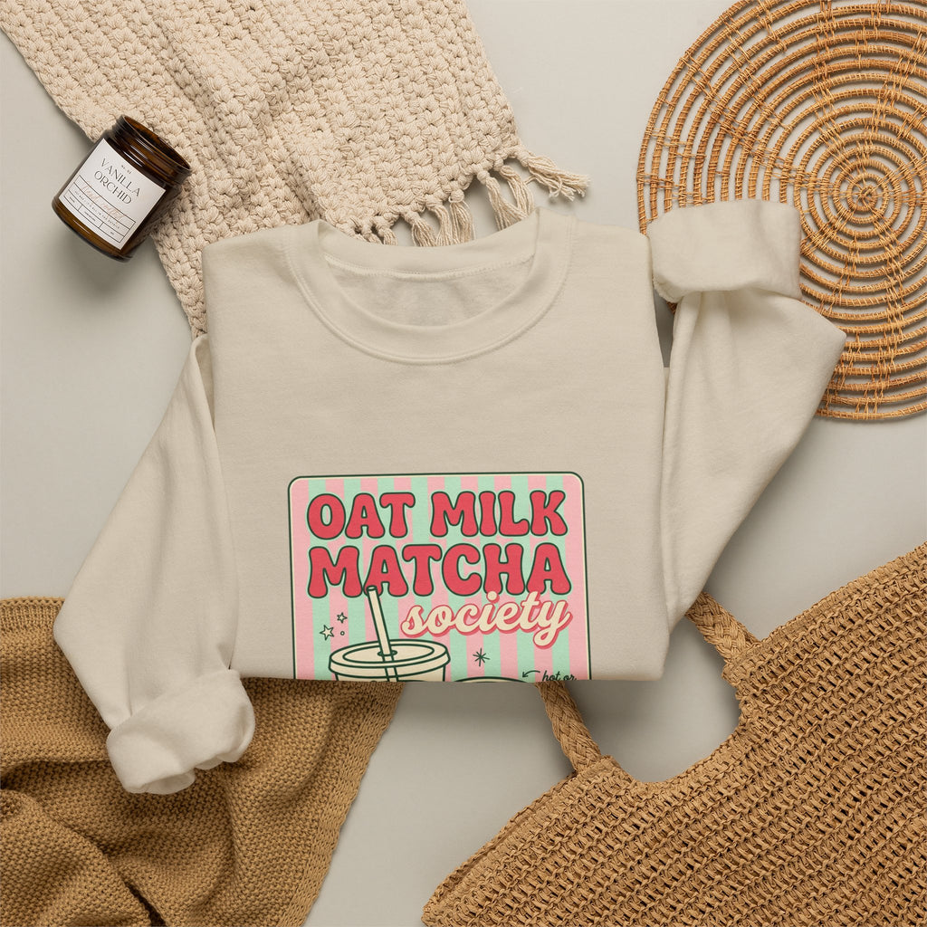 Oat Milk Matcha Society Sweatshirt | matcha aesthetic, cafe club