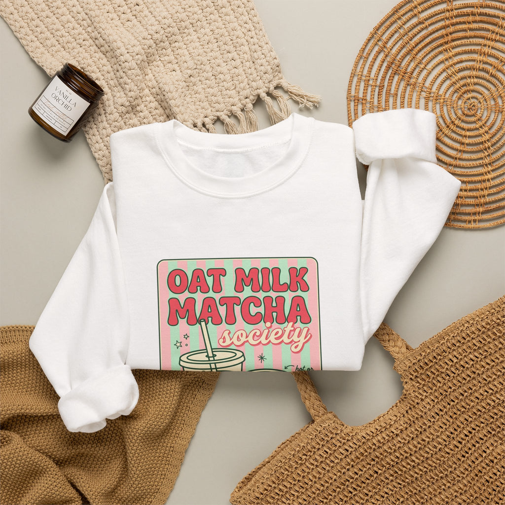 Oat Milk Matcha Society Sweatshirt | matcha aesthetic, cafe club